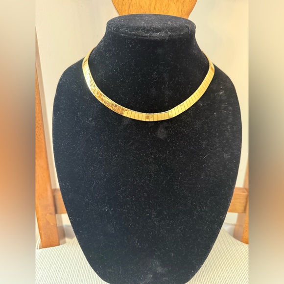 Napier Jewelry - Napier Gold Tone Herringbone Vintage Choker Necklace